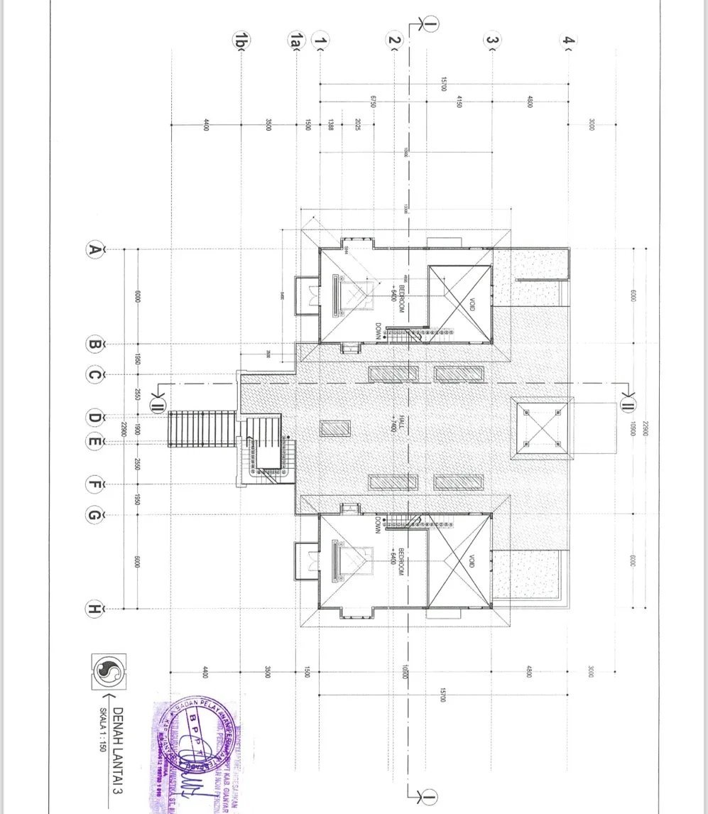 Existing structure floor plan - Denah Lantai 3