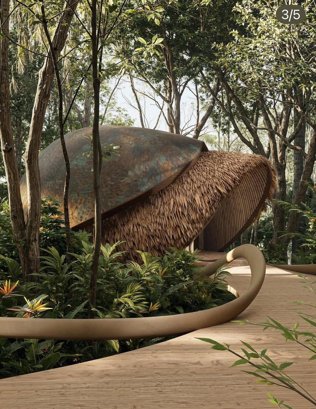 Solo pavilion approach path
